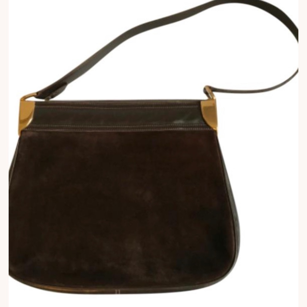 Gucci vintage 70s Chocolate Brown Suede Shoulder Bag